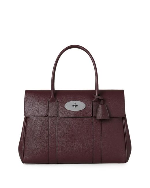 Mulberry Purple Bayswater Grained Leather Tote Bag