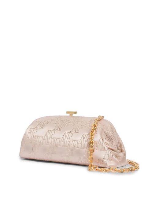 Alberta Ferretti Pink Chain-Strap Logo Clutch Bag