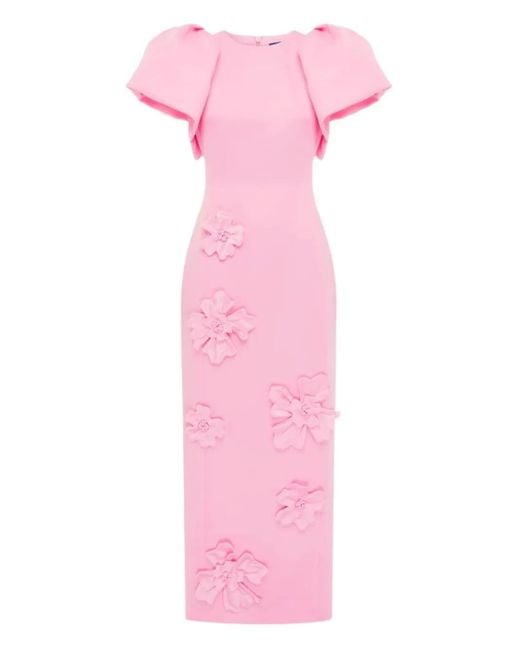 LEO LIN Pink Lucinda Floral Appliqué Maxi Dress