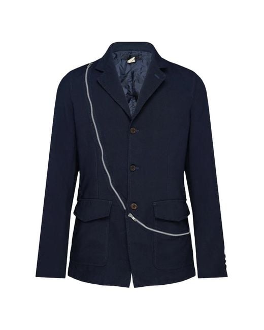 Comme des Garçons Blue Single-Breasted Zip-Detail Jacket for men