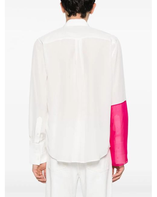 Helmut Lang White Patchwork Silk Shirt