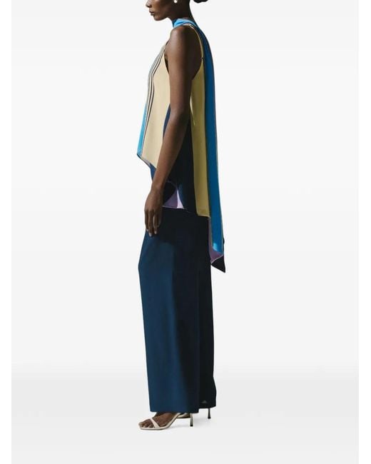 Baobab Blue Danielle Pleated Scarf-Detail Top