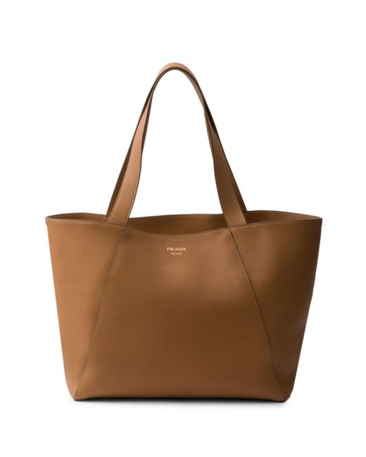 Prada Brown Leather Tote Bag for men