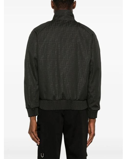 Fendi Black Ff-Jacquard Bomber Jacket for men