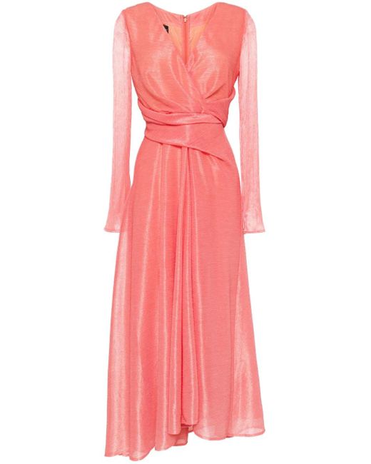 Talbot Runhof Pink Wrap-Design Midi Dress
