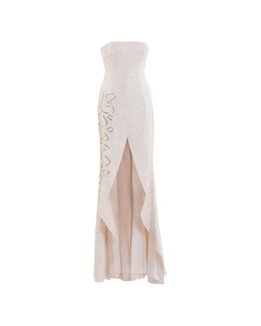 Saiid Kobeisy White Detachable-Sleeves Maxi Dress