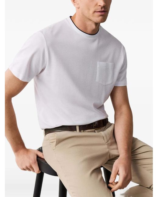 Hackett White T-Shirt En Piqué De Coton Mercerisé for men