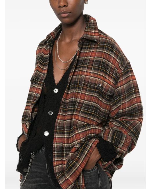 R13 Brown Plaid Buttoned Shirt