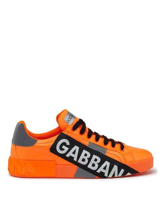 Sneakers Portofino En Nylon Fluo Avec Logotape Dolce & Gabbana pour homme en coloris Orange