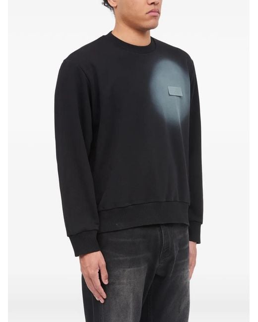 MM6 by Maison Margiela Black Logo-Patch Spray-Effect Sweatshirt for men