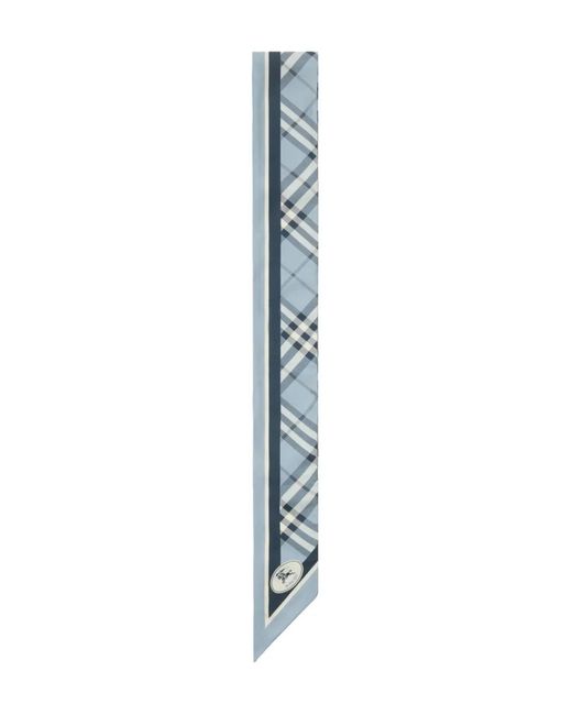Burberry Blue Checked Silk Scarf