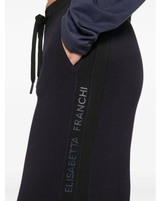 Elisabetta Franchi Blue Logo-Tape Drawstring Track Pants
