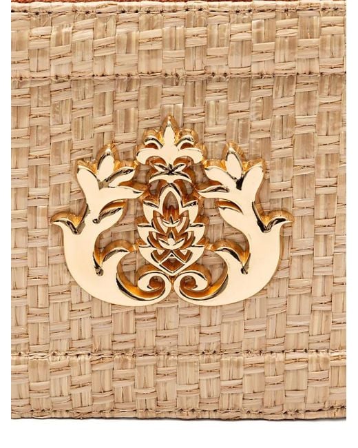 Isla Brown Woven Emblem Shoulder Bag
