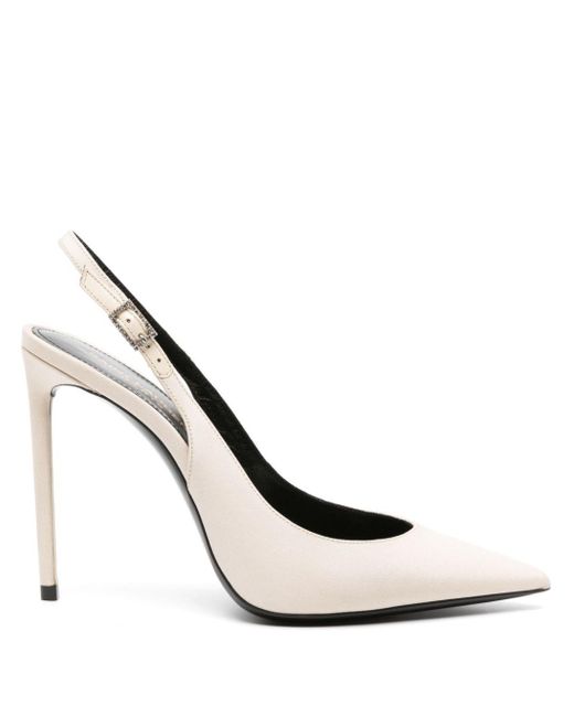 Saint Laurent White 110mm Pointed-toe Leather Pumps