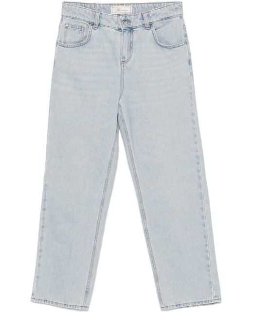 Blumarine Gray Logo-Embroidered Jeans