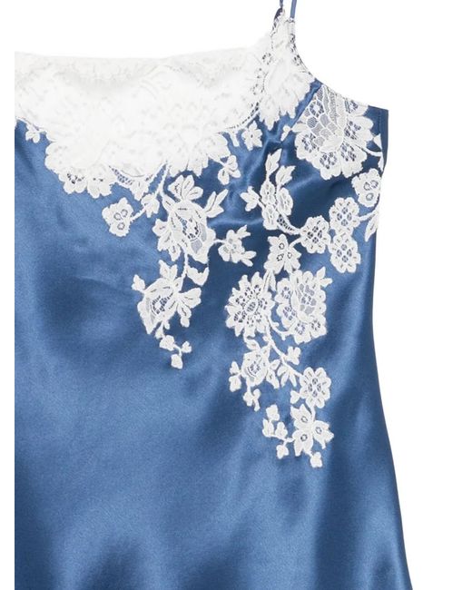Carine Gilson Blue Lace-Details Slip