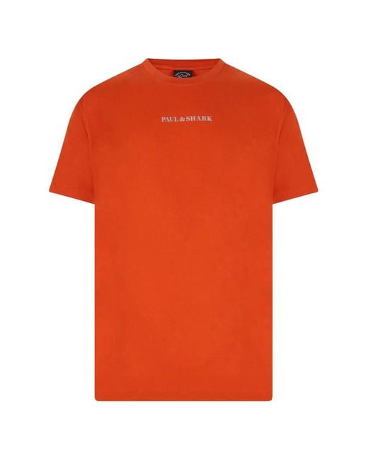 Paul & Shark Orange Logo-Print Short-Sleeve T-Shirt for men