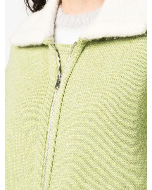 Barrie Green Shearling-Lined Zipped-Up Jacket