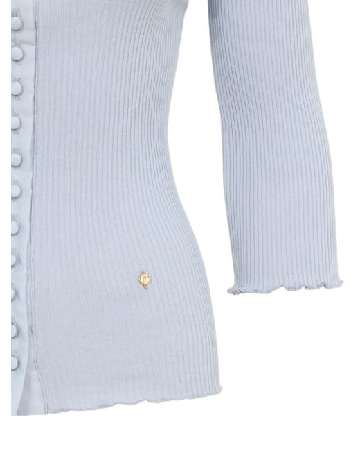 Chloé Blue Lace-Trimmed Button Top