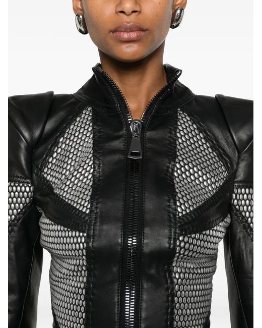 MITILIANE COUTURE Gray Studded-Shoulder Mini Dress