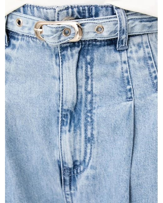 Morgan Blue Belted Pleated Jeans