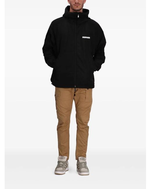 DSquared² Black Zip-Up Hooded Jacket for men
