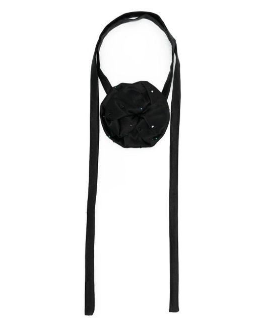 MANURI Black Rosie Floral-appliqué Choker Necklace