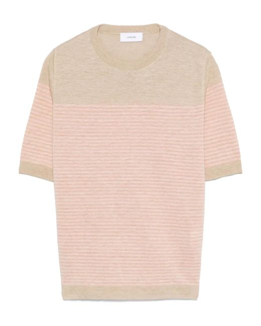 メンズ Lardini ストライプ Tシャツ Natural