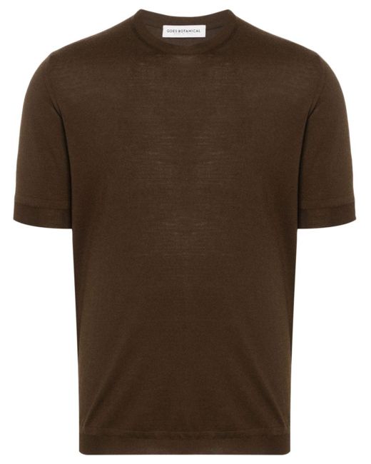 GOES BOTANICAL Brown Knitted Merino T-shirt for men