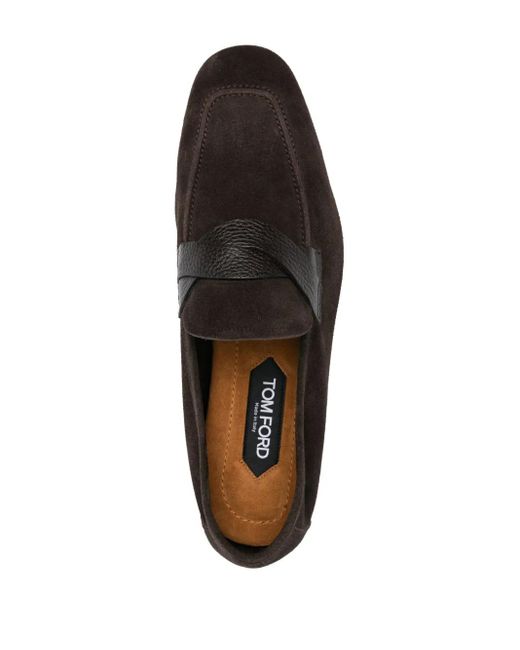 Tom Ford Black Sean Twisted-Band Suede Loafers for men