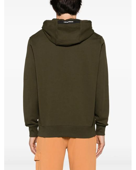C P Company Green Diagonal Raised Lens-Detail Hoodie for men