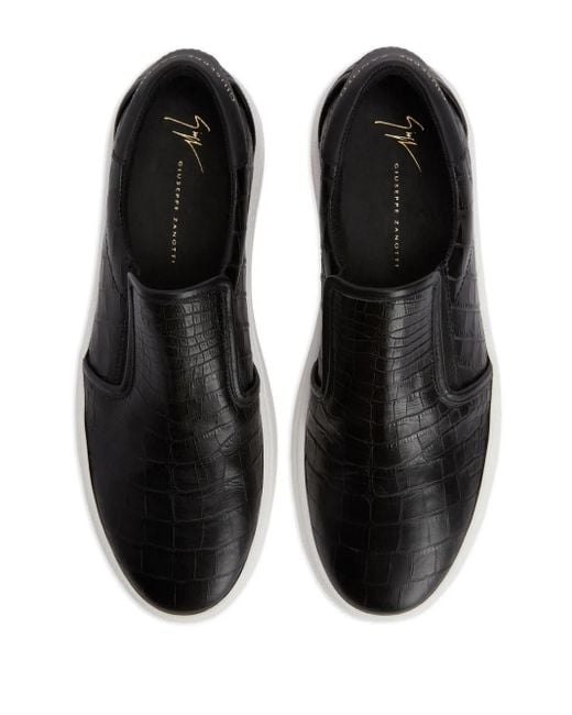 Zapatillas GZ94 de piel con efecto de piel de cocodrilo Giuseppe Zanotti de hombre de color Black