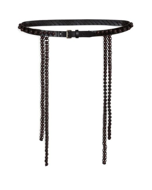 Lemaire ビーズ レザーベルト Black