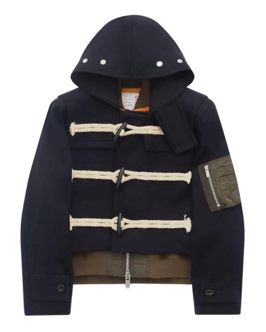 Sacai Blue Toggle-Fastening Hooded Jacket for men