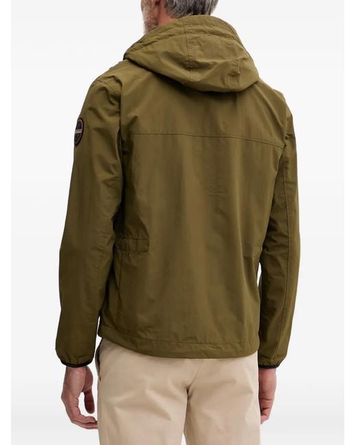 Napapijri Green Logo-Patch Hooded Jacket for men