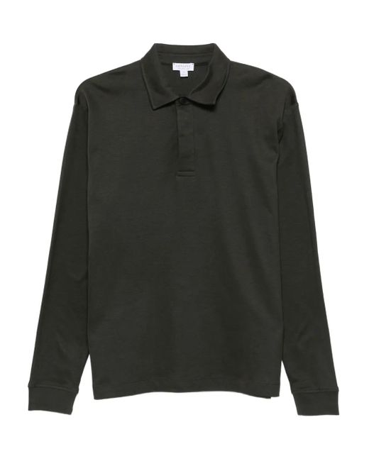 Sunspel Green Long-Sleeve Polo Shirt for men