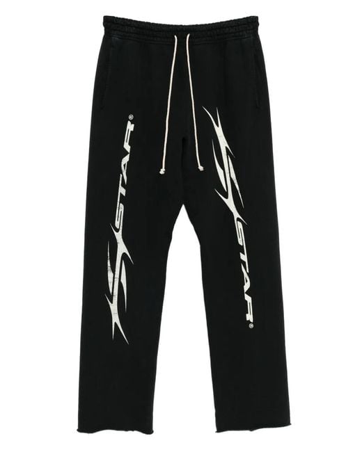 HELLSTAR Black Graphic-Print Cotton Trackpants for men