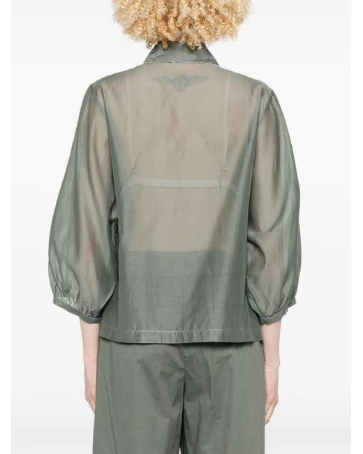 Peserico Gray Button Sleeve Shirt