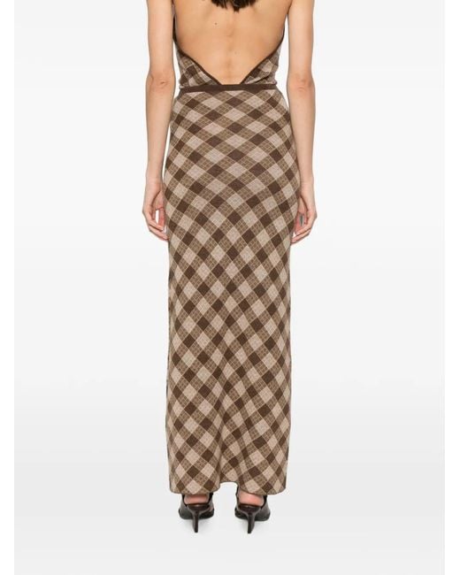 AYA MUSE Natural Kae Checkered Maxi Skirt