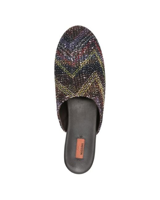 Missoni Gray Sequined Flat Mules