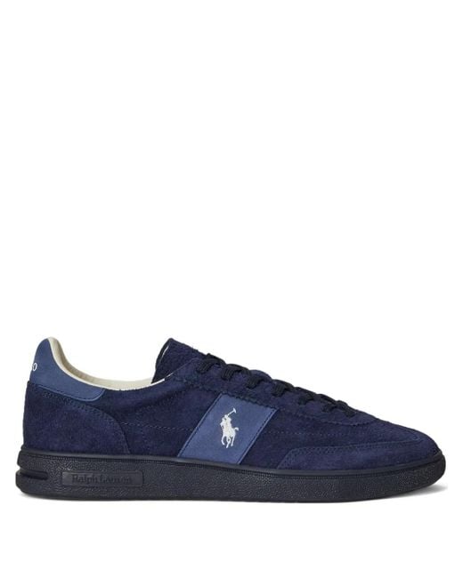 Polo Ralph Lauren Blue Suede Logo-Detail Sneakers for men