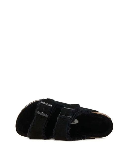 Birkenstock Black Arizona Shearling Buckled Sandals