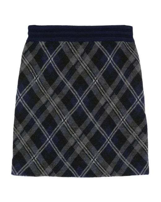 Eric Bompard Black Tartan Elastic-Waist Mini Skirt