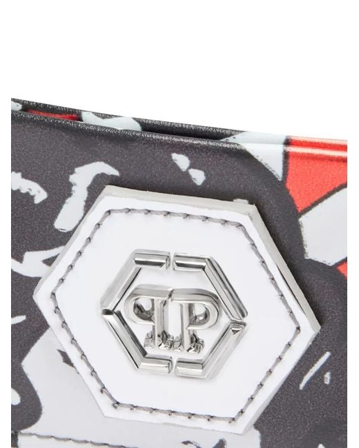 Philipp Plein White Embossed-Logo Card Holder for men