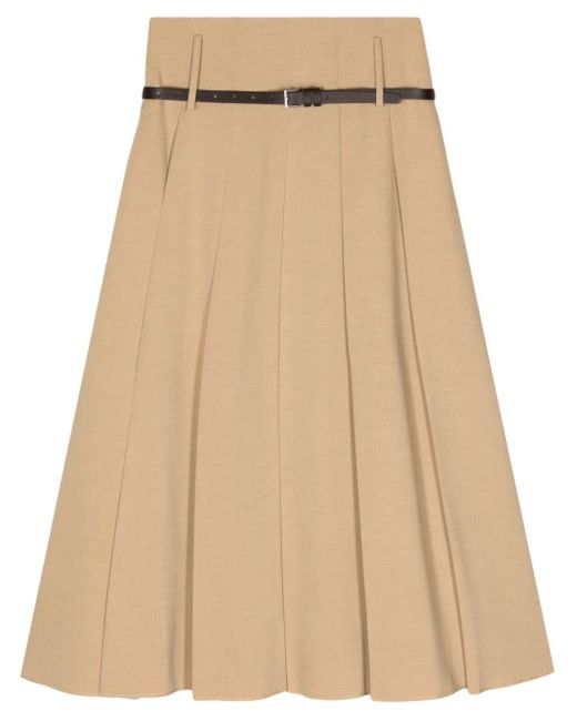 Rejina Pyo Natural Odette Belted Pleated Midi Skirt
