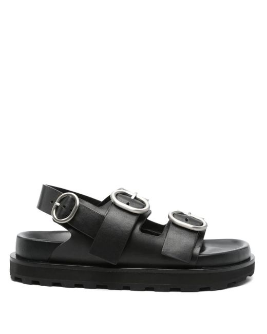 Jil Sander Black Leather Sandals