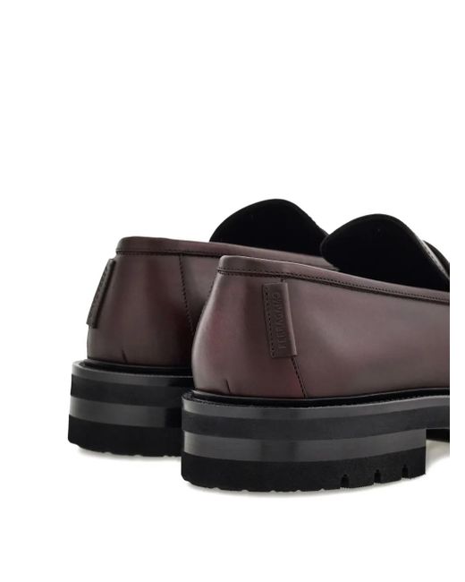 Ferragamo Brown Saddle-Strap Penny Loafers for men