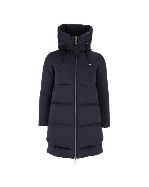 DUNO Blue Quilted-Hooded Coat