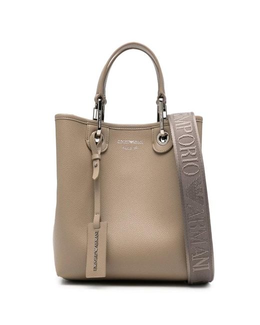 Emporio Armani Natural Grained-Leather Tote Bag