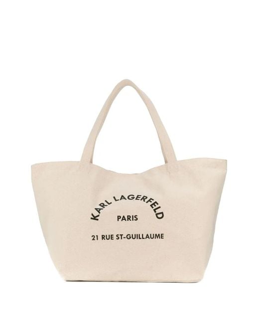 Karl Lagerfeld Natural Rue St-Guillaume Canvas Tote Bag